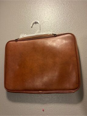 Threshold Faux Leather Laptop Sleeve Bag Case Brown Organizer Portfolio Flawed